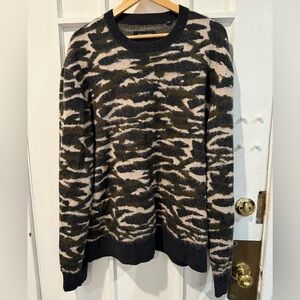 All Saints Black and Tan Patterned Sweater